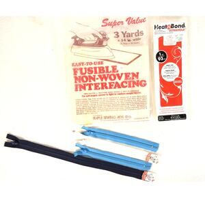 Lot of 4 Zippers 2 Iron on Adhesive Sewing Heat Bond Interfacing Crafting DIY